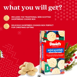David's Cookies Mini Shortbread Pure Butter Cookies 1 Pack - Traditional Scottish Style Butter Cookies, OU Kosher Certified, Decadent Gourmet Shortbread Cookies Snack Box for Tea, Coffee, & Gifting