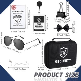 Mepase 14 Pcs Ring Wedding Security Set Include Ring Bearer Box ID Badge Holder Ring Bearer Sunglass Acoustic Earpiece Tube Mission Card with Binder Clip Bow Tie for Kids (Oxford Cloth Suitcase)