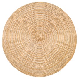 ADIDO EVA Round Placemats 11.8 inch Set of 4 - Heat Resistant Braided Place Mats for Kitchen Table (Light Brown)