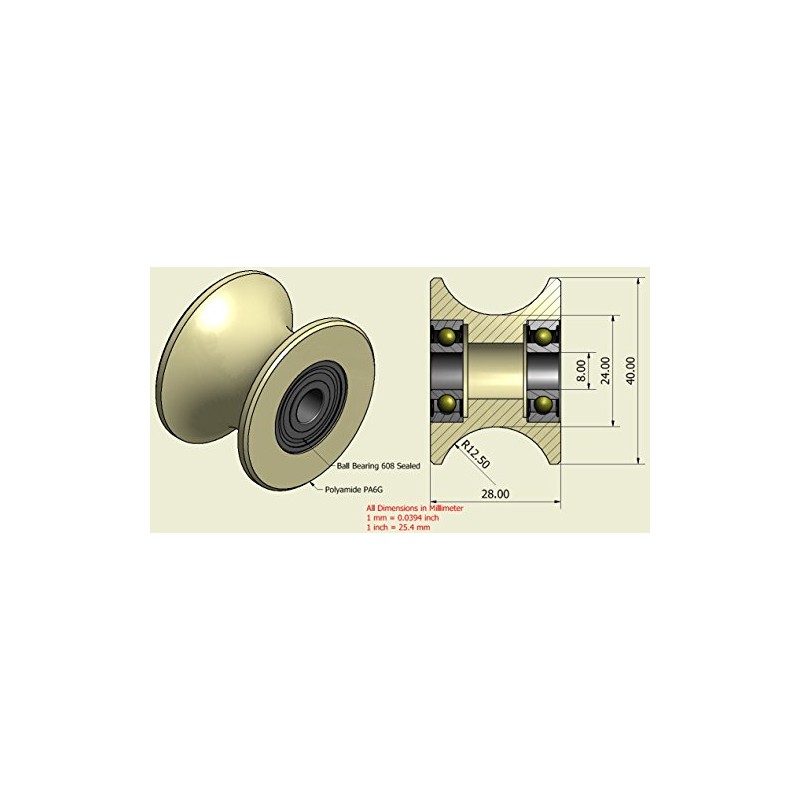 4 pieces x 40 mm with nylon with sheaves wheels