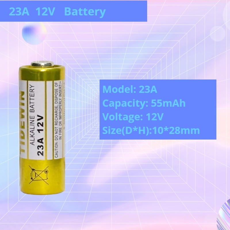 23A 12V Alkaline Battery, A23 Battery,5 Pack, for Doorbells and