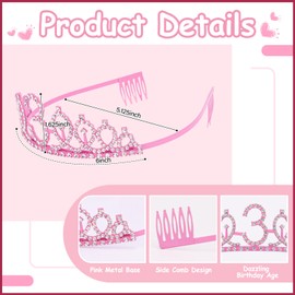 Hapdoo 3rd Birthday Decorations for Girls Set - Happy 3rd Birthday Princess Crown and Glitter Sash, 3 Year Old Girl Tiara Party Decorations Supplies Outfit Accessory Gifts