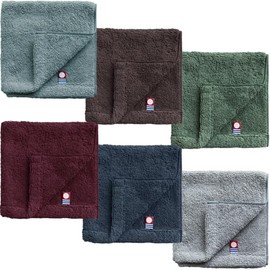 Imabari Towel Handkerchief, Men's, Imabari Iroha Pile Handkerchief, Plain, 9.1 x 9.1 inches (23 x 23 cm), Retirement, Celebration, Return Product, Home Celebration, Gift, 100% Cotton, Set of 6 (Dark