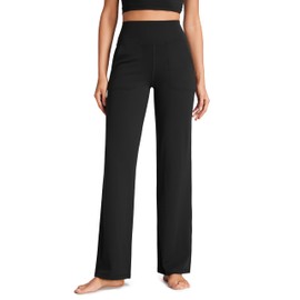 CRZ YOGA Womens Butterluxe High Waist Wide Leg Pants with Pockets 31" - Buttery Soft Comfy Casual Yoga Lounge Black Small