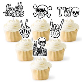 36Pcs Bad Two The Bone Cupcake Toppers Bad 2 The Bone Theme Party Decorations Rock n Roll Music Theme 90s 80s 70s Party Decorations