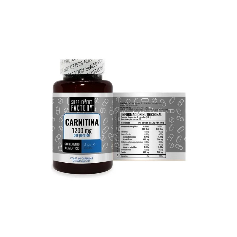 Carnitina 600 Mg, 60 Cápsulas, Calidad Premium