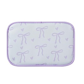RSRSLEII Cute Clear Makeup Bag with Bow Pattern,Transparent Nylon Travel Cosmetic Case with Zipper,Portable Makeup Organizer Pouch for Essentials(03Purple)