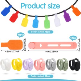Ribbonlic 90pcs Cable Labels and Cable Ties Cord Management Organizer Kit Reusable 42 Silicone Ties with 48 Cord Labels for Electronics Travel Home Office Desk Wire Organization(Mixed Color)
