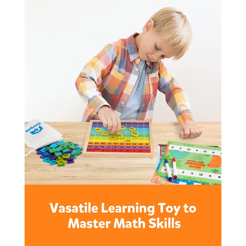 Coogam Wooden Math Hundred Board 1-100 Numbers Learning Educational Toys