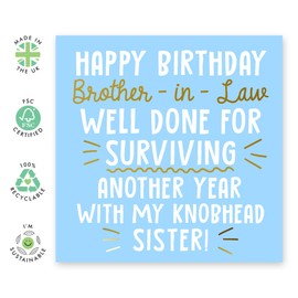 Central 23 - Funny Birthday Card for Him - 'Happy Birthday Brother-In-Law' - Happy Birthday Card - Brother-in-law Birthday Card - Cheeky Greeting Card for Him - Comes with Fun Stickers