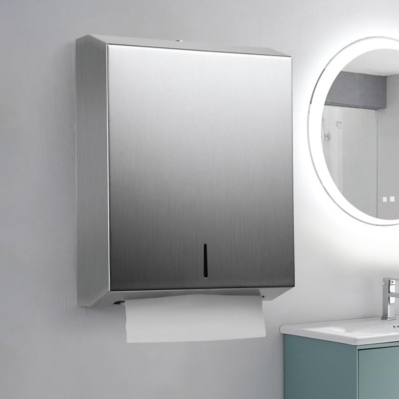 Comercial Paper Towel Dispenser Wall Mount, Brushed Stainless Steel Hand