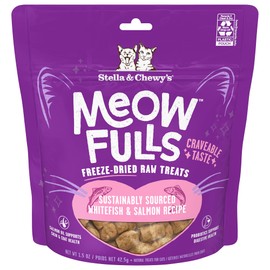 Stella & Chewy's Meowfulls Freeze Dried Cat Treats Whitefish & Salmon Recipe, 1.5 oz Bag