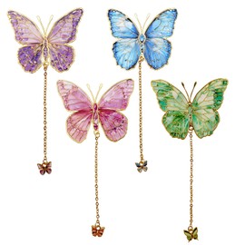 Sgbvzbd 4 PCS Metal Bookmarks, Bookmarks for Reading Women, Pretty Bookmarks for Women, Beautiful Metal Bookmark, Blue and Purple Fans Green Butterfly Bookmark (BKM-044-F4)