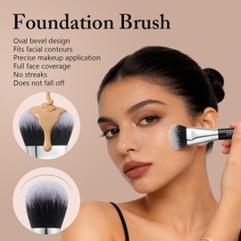 docolor Brocha Doble de Base y Contorno 2 en 1 100% Vegana para Líquidos Polvos Cremas Profesional para Difuminar Iluminador Rubor Bronceador Ideal para Viajes