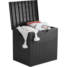 Sesslife 30 Gallon Waterproof Deck Box Small Outdoor Storage with Lockable and Side Handle UV Resistant Perfect for Small Patios and Porches