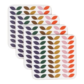 LAGO TERRA Set of 4 Leaf Print Drinks Coasters in Gift Box, Patterned Retro, Vintage - Kaleidoscopic