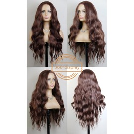 MSMYRNS Dark Brown Wavy Wig For Girls Women Chocolate Brown Long Hair Heat Resistant Synthetic Lace Front Costume Daily Party Wig