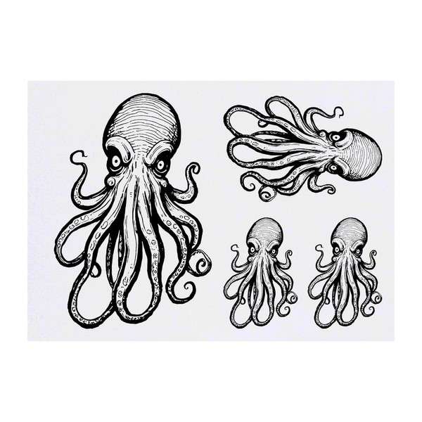 Azeeda 4 x 'Krakententakel' Temporäre Tattoos - Wasserfest, Hautfreundlich &