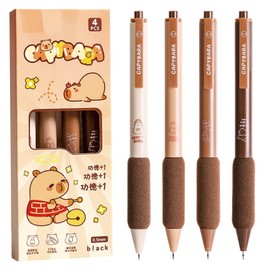 MOZXIRZ 4 Pcs Cute Retractable Pens Cartoon Capybara Pen 0.5mm Black Ink Pen Writing Pens Gel Ink Pens Office School Supplies for Girls Boys Women Men (Capybara)