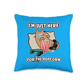 Fruity Cute Cats Cat Girl Gamer with Popcorn Popper is Watching Movies Throw Pillow, 16x16, Multicolor