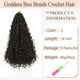 vustbeauty Vustbeauty - Extensiones de cabello sintético con trenzas bohemias para mujer, 9 paquetes, 14 pulgadas, trenzas bohemias con extremos rizados, n.º 2