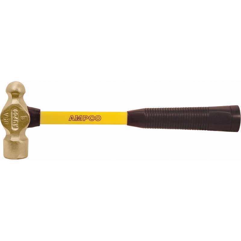 Ampco Safety Tools H-2FG Ball Peen Hammer, Non-Sparking, Non-Magnetic, Corrosion