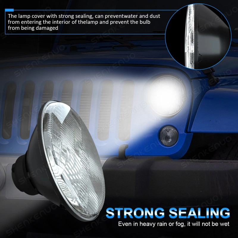SHENKENUO For Hummer H2 2003-2009 7 Inch Round LED Headlight