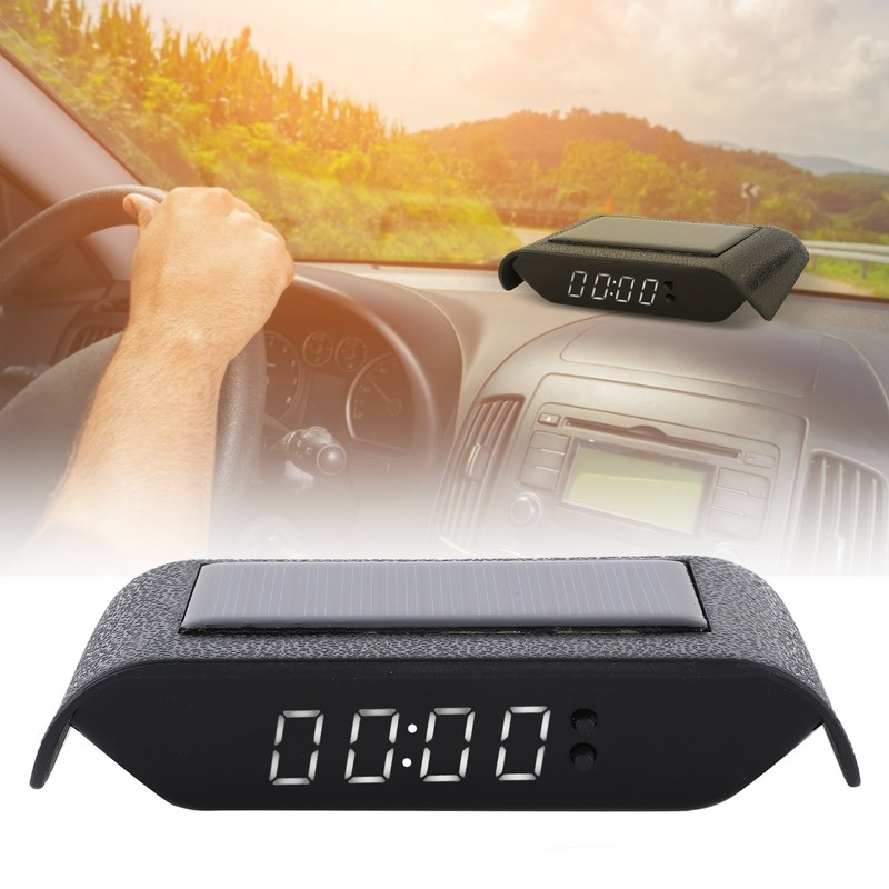 Car Digital Clock Auto Truck Solar Powered Time Date Temperature