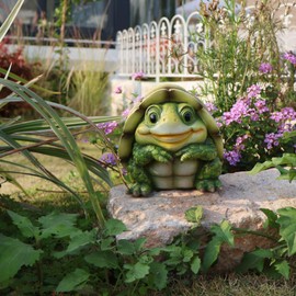 Usupgift Solar Turtle Garden Outdoor Statues Resin Sculptures Decor Mothers Day Gifts for Outside Porch Lawn Yard Patio Balcony