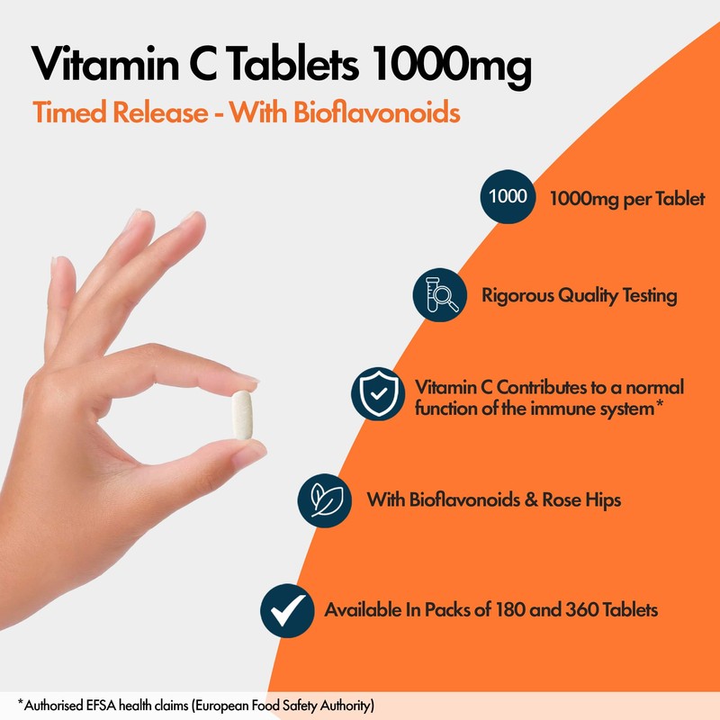 Vitamin C Tablets 1000mg | 180 Slow Release Tablets |