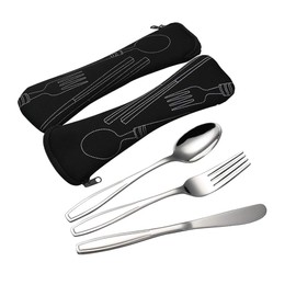 AnnkkyUS 6 Piece Portable Flatware Set, Camping Cutlery Set for 2, Stainless Steel