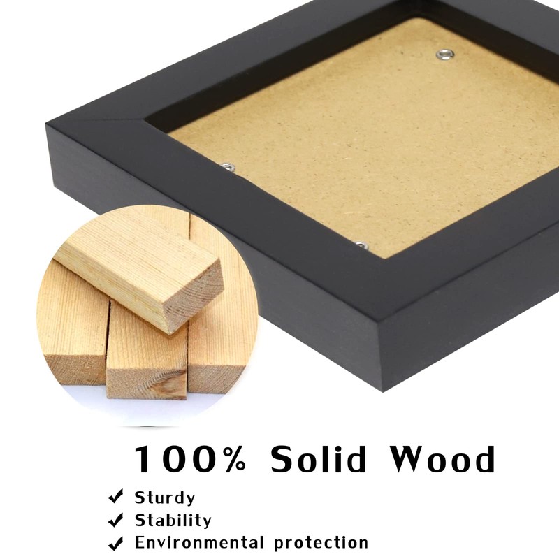 ORIVAN Black 4x4 Picture Frames Set of 4 Solid Wood
