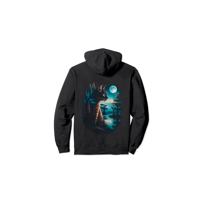 Black Cat Silhouette Moonlight T-Shirt - Moody Cat Art Pullover