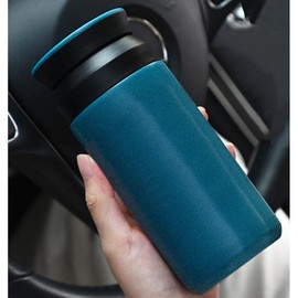 Frafuo Stainless Steel Insulated Water Bottle 350ml - Pocket Size Vacuum Insulated Travel and Sports Bottle with Lid and Removable Filter for Hot or Cold Drinks-Blue