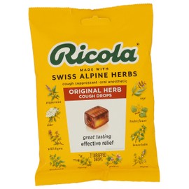 Ricola Original Swiss Herb Cough Suppressant Throat Drops, 21 Drops, Fights Coughs Naturally, Soothes Throats, Naturally Soothing Relief