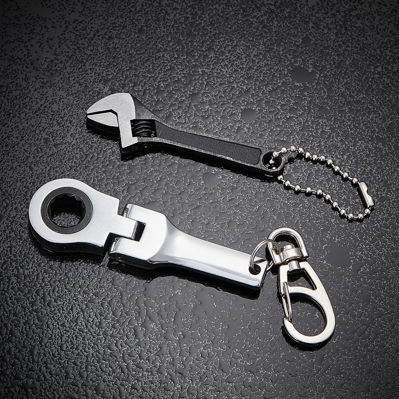 Chumia 2 Sets 10mm Ratchet Wrench Keychain Key Ring and