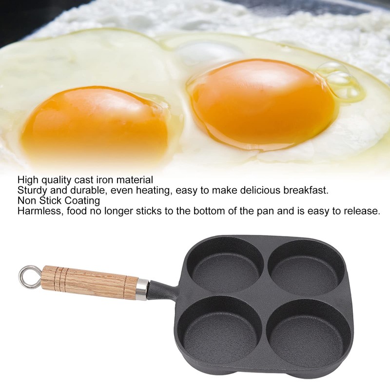 Iron 4 Cup Omelette Pan Non Stick Frying Egg Tool