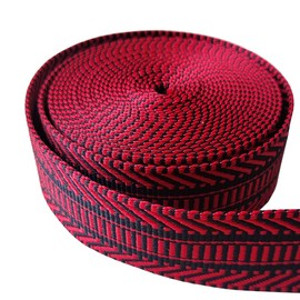 VIAILI SYMIE Nylon Webbing 1.5 inch Striped Webbing Polyester Webbing Heavy Duty Ribbon for Crafts Bag Handles Camera Purse Strap DIY Pet Collars Leash Backpack Belt 5 Yards 38mm (Red)