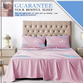 King Size Sheets Set-4pc Luxury Hotel Soft Bed Sheet Set, 100% Brushed Microfiber 1800 Thread Count Breathable,14" Deep Pocket Bottom,Pink