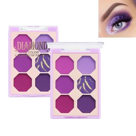 Purple Eyeshadow Palette, Pink Make-Up Palettes Shimmer Eye Shadow, Highly Pigmented Matte Shimmering Make up Set, 6 Colour Waterproof Longlasting Eye Shadow Palette