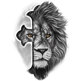 Pack of 2 Jesus Cross Christ Lion Vinyl Decal | Car Bumper, Laptop, Waterbottle Sticker | Waterproof 3 Inch