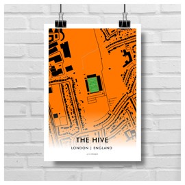GroundDesigns BARNET FC Football Gift THE HIVE Stadium Art Map Unframed A3 Print