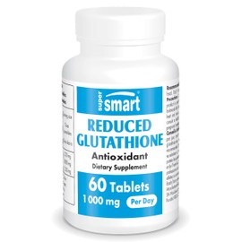 Reduced Glutathione (GSH) 1000 mg Daily - Antioxidant - Tripeptide from Amino Acids Cysteine, Glutamic Acid and Glycine - Enriched with Vitamin C - Vegan - Gluten Free - Supersmart