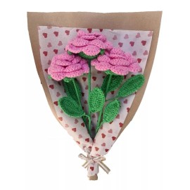 Artesanal Ramo 3 Rosas De Crochet Flores Tejidos A Mano Para Regalo