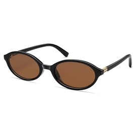 Appassal Retro Oval Sunglasses for Women Vintage Fashion Trendy Funny Small 90s Sunnies 2025 AP3728 Black/Brown