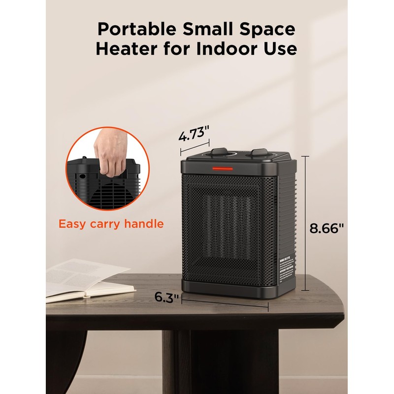 1500W Space Heater for Indoor Use, PTC Ceramic Heater with
