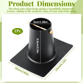 SiliFine Rain Chain Gutter Adapter and 12 Inch Rain Chain Anchoring Basin Black Aluminum Powder Coated Installer Decorative Fountain Dish for Rain Chain Installation Outside Gutters Downspout