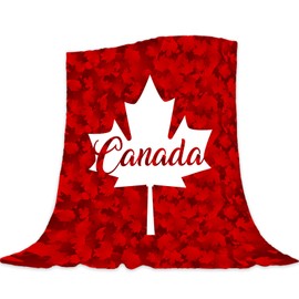Canada Day Throw Blanket Twin Size Red White Maple Leaf Blanket for Couch Sofa Bed Soft Fuzzy Blanket Canadian Flag Decorative Blanket National Day Summer Holiday Home Decorations 60x80
