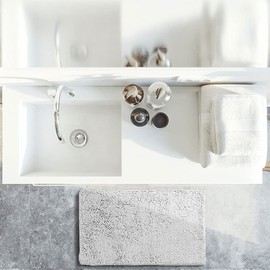 SONORO KATE Bathroom Rug,Non-Slip Bath Mat,Soft Cozy Shaggy Thick Bath Rugs for Bathroom,Plush Rugs for Bathtubs,Water Absorbent Rain Showers and Under The Sink (White, 32"×20")