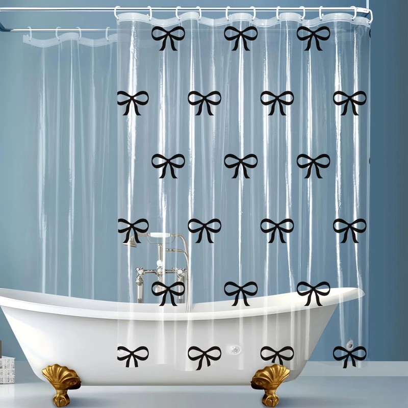Clear Green Ivy Leaves Shower Curtain Liner, Transparent Plastic Nature